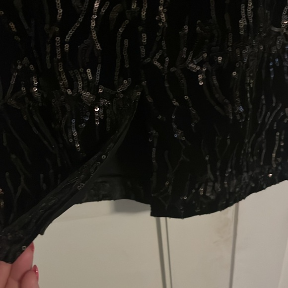 Teri Jon black Sequined Cold Shoulder Velvet Dress size 4 - Picture 11 of 13